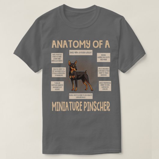 Anatomie van een miniatuur Pinscher Funny Puppy Gi T-shirt (Design voorkant)