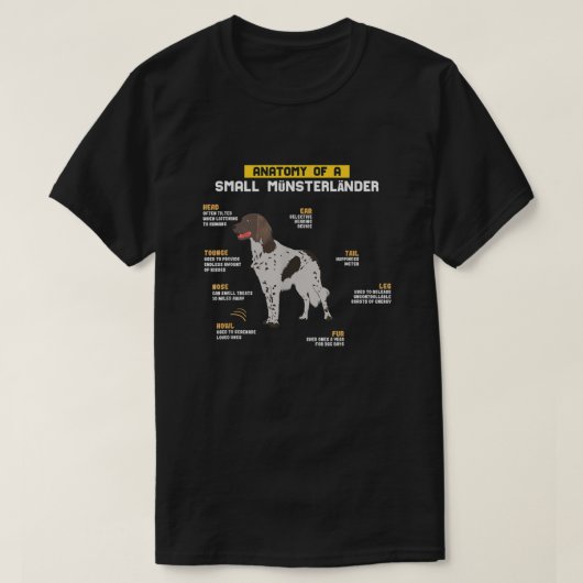 Anatomie van een Munsterlander Breed Dog Pet Lover T-shirt (Design voorkant)