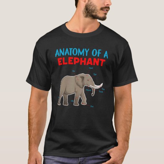 Anatomie van een olifant grafisch educatief ellefa t-shirt (Voorkant)