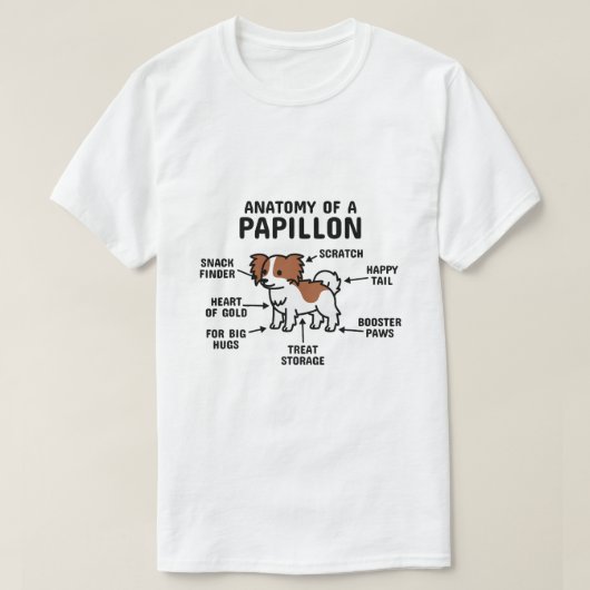 Anatomie van een papillonhond 2 t-shirt (Design voorkant)