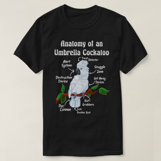 Anatomie van een parbrella Cockato T-shirt (Design voorkant)