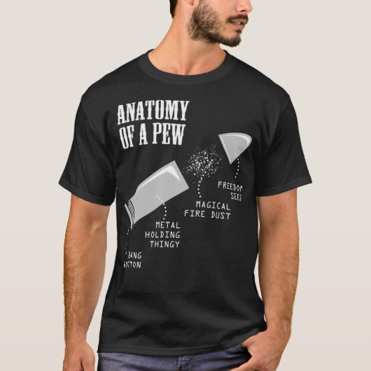 Anatomie van een Pew Funny Pistool kogelwerend voo T-shirt (Voorkant)