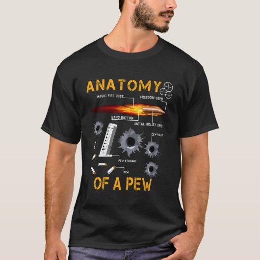 Anatomie van een Pew Pewer Amendment Pistool Funny T-shirt (Voorkant)