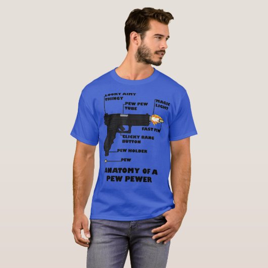 Anatomie van een Pew Pewer Ammo en wijziging Pisto T-shirt (Voorkant volledig)
