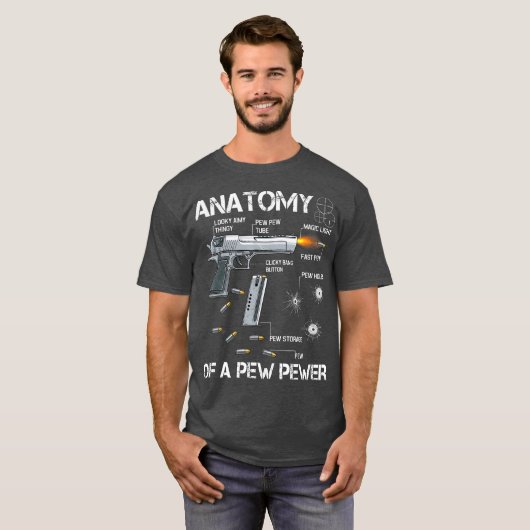 Anatomie van een Pew Pewer Ammo-Pistool T-shirt (Voorkant volledig)