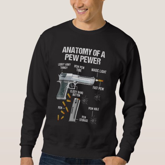 Anatomie van een Pew Pewer Ammo-Pistool Trui (Voorkant)