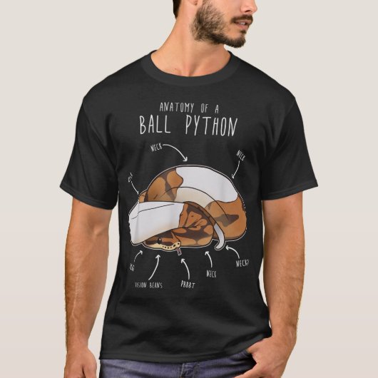 Anatomie van een Piebald Bal Python, Grappige Rept T-shirt (Voorkant)