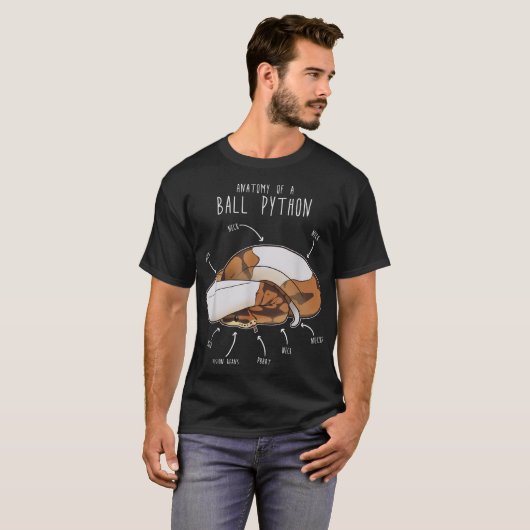 Anatomie van een Piebald Bal Python, Grappige Rept T-shirt (Voorkant volledig)