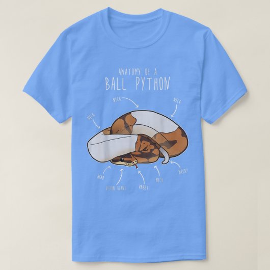 Anatomie van een Piebald Balpython Slangenliefhebb T-shirt (Design voorkant)