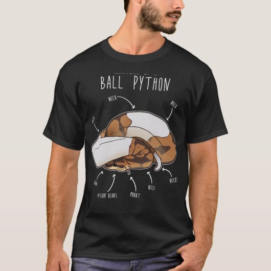 Anatomie van een Piebald Balpython T-shirt (Voorkant)