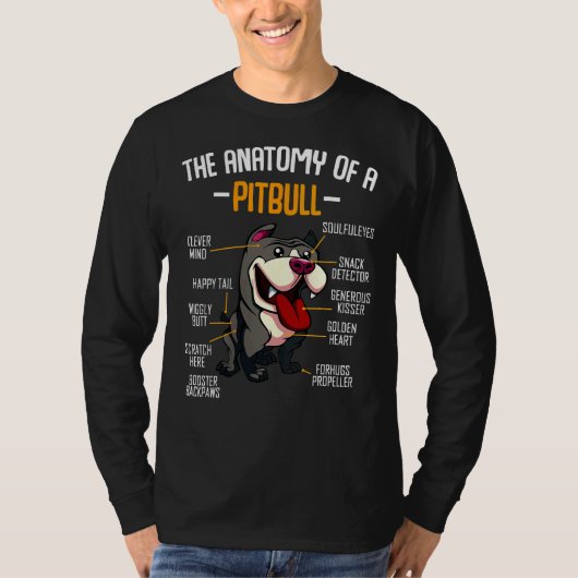 Anatomie van een Pitbull Grappige Pitbull T-shirt (Voorkant)
