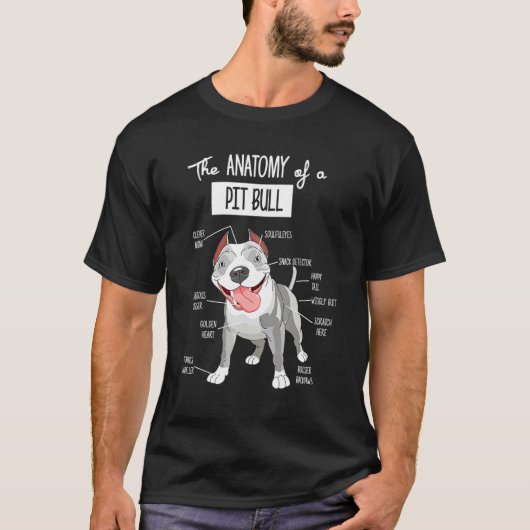 Anatomie van een pitbull hond t-shirt (Voorkant)