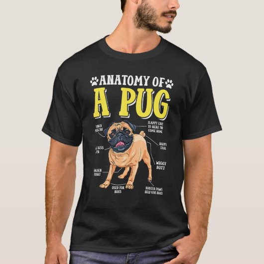 Anatomie van een pughond hond t-shirt (Voorkant)