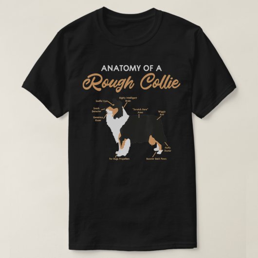 Anatomie van een ruw collie Funny Dog Puppy Gift T T-shirt (Design voorkant)