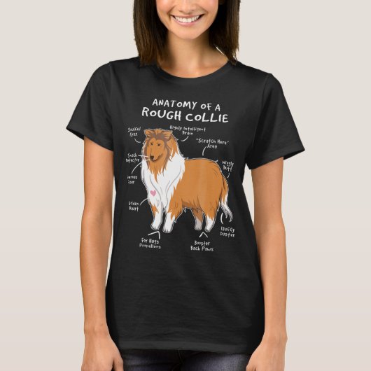 Anatomie van een ruw collie Funny Dog Puppy Gift T T-shirt (Voorkant)