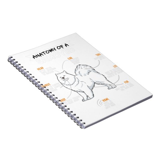 Anatomie van een Samoyed Dog Funny Dog Lover Gift Notitieboek (Rechterzijde)