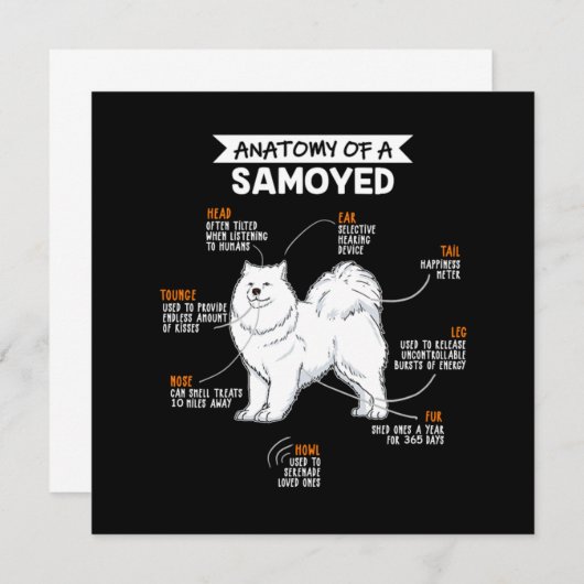 Anatomie van een Samoyed Dog Kaart (Voorkant / Achterkant)