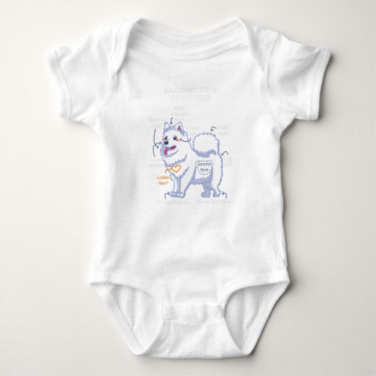 Anatomie van een Samoyed Funny Dog Body Romper (Voorkant)