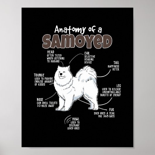 Anatomie van een Samoyed voor Fur Mama Papa houdt  Poster (Voorkant)