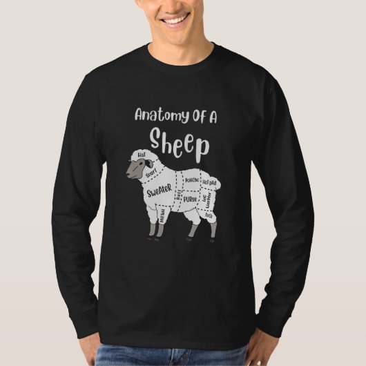 Anatomie van een schaap met een scheerhaar met een t-shirt (Voorkant)
