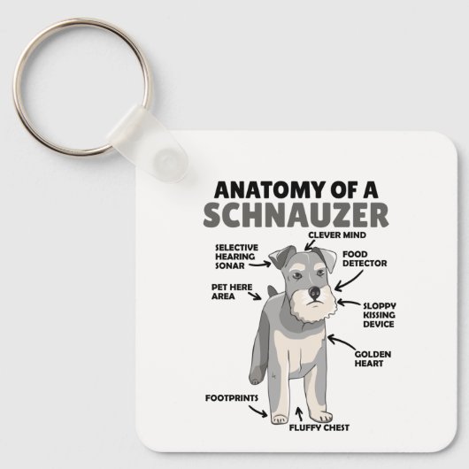 Anatomie van een Schnauzer Cute Dog Puppy Sleutelhanger (Voorkant)