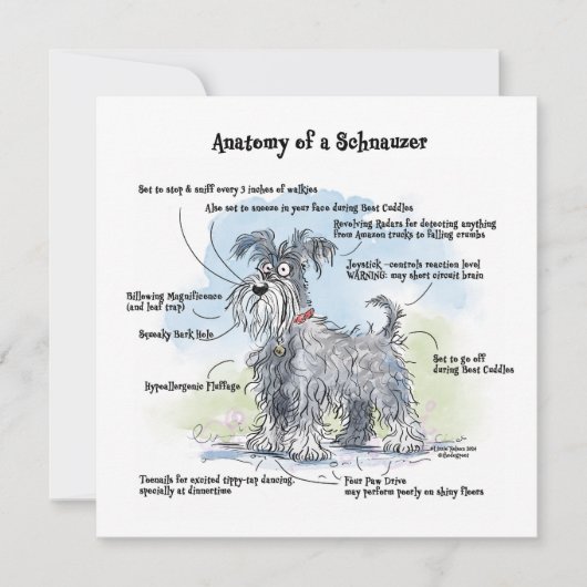 Anatomie van een Schnauzer Funny Notecard Notitiekaartje (Voorkant)