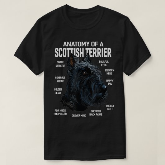 Anatomie van een Schotse Terrier Hond Grappig Gift T-shirt (Design voorkant)
