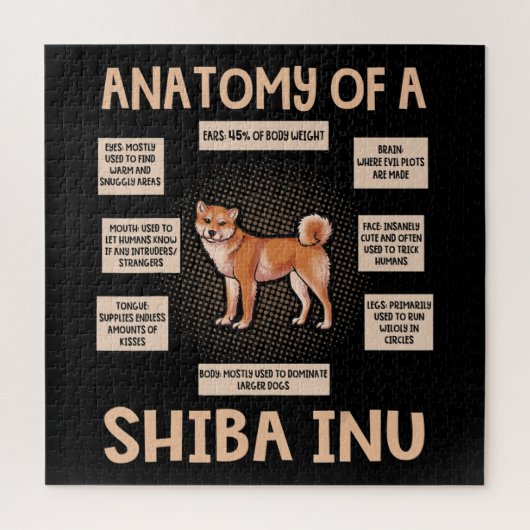 Anatomie van een shiba in een grappige puppy Gift Legpuzzel (Verticaal)