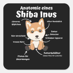 Anatomie van een shiba Inus Sweet Dog Puppy Vierkante Sticker