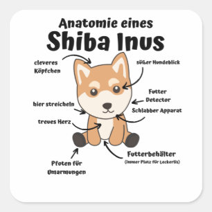 Anatomie van een shiba Inus Sweet Dog Puppy Vierkante Sticker