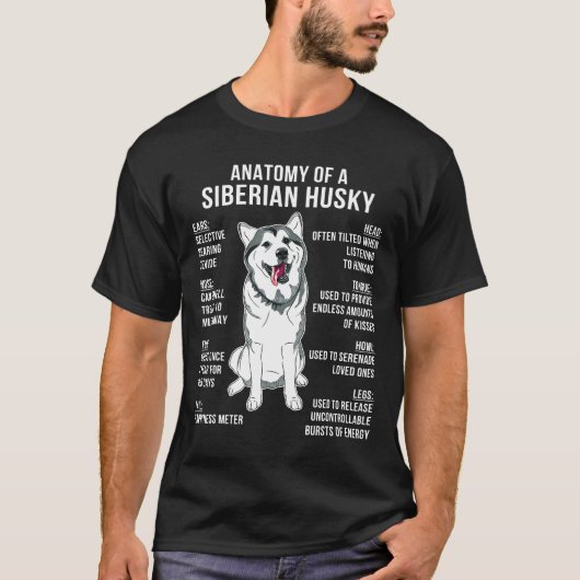 Anatomie van een Siberische Husky Grappige Hond Li T-shirt (Voorkant)