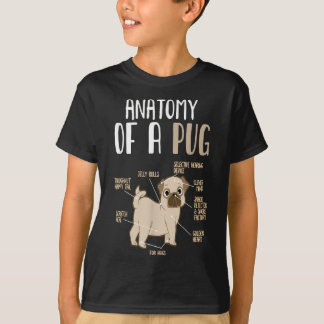 Anatomie van een T-shirt met paarse hond