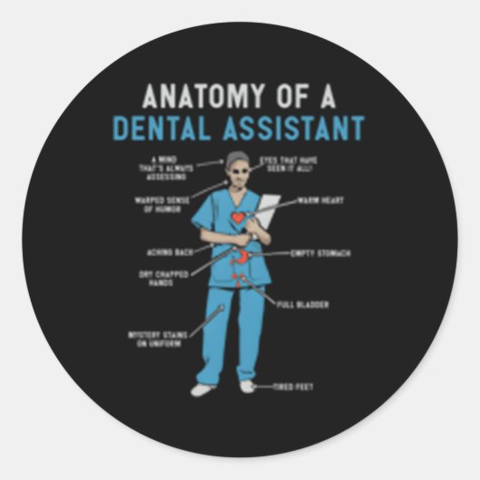 Anatomie van een tandarts assistent ronde sticker (Voorkant)