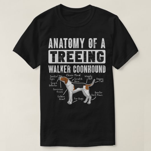 Anatomie van een Treingende Walker Coonhound T-shirt (Design voorkant)