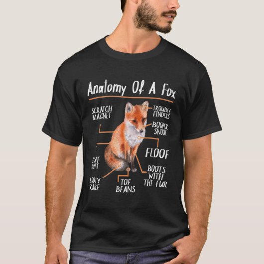 Anatomie van een vos cadeau rode vos t-shirt (Voorkant)