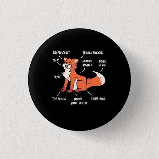 Anatomie van een vos ronde button 3,2 cm (Voorkant)