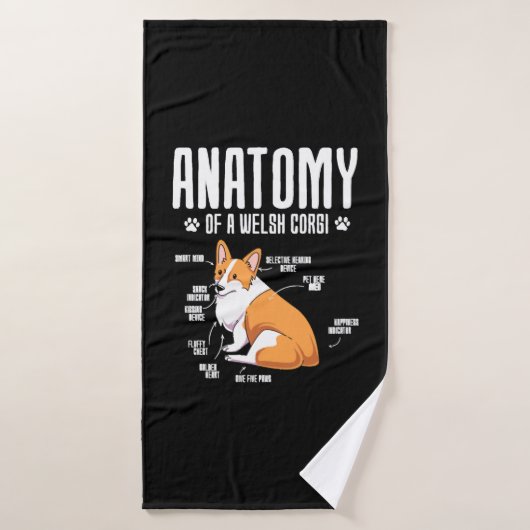 Anatomie van een Welsh Corgi Badhanddoek (Badhanddoek)
