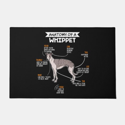 anatomie van een whippet hondenkgift deurmat (Voorkant)