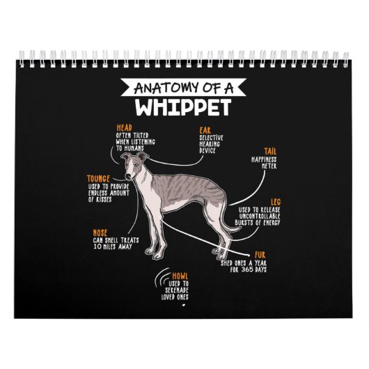 anatomie van een whippet hondenkgift kalender (Hoes)