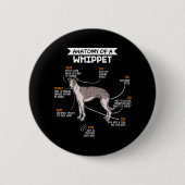 anatomie van een whippet hondenkgift ronde button 5,7 cm (Voorkant)