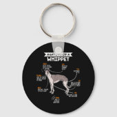 anatomie van een whippet hondenkgift sleutelhanger (Voorkant)