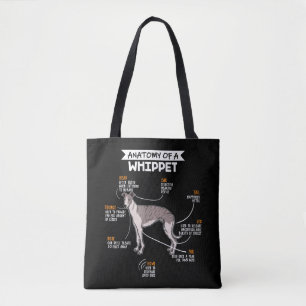 anatomie van een whippet hondenkgift tote bag