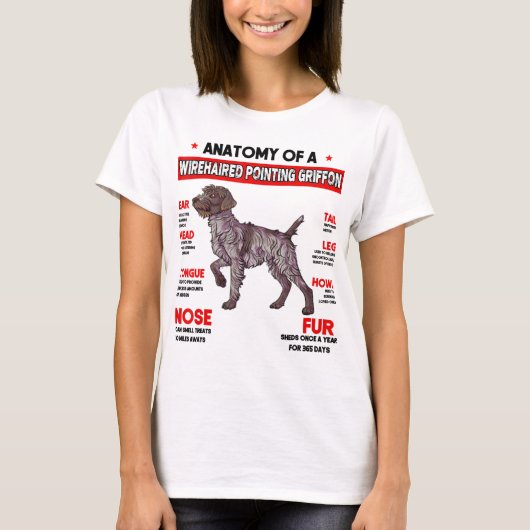 Anatomie van een Wirehaire Pointing Griffon Dog T  T-shirt (Voorkant)
