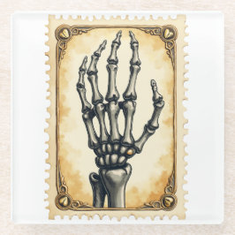 Anatomie van elegantie:  Skeletale Hand Glazen Onderzetter