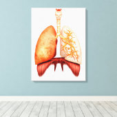 Anatomie van het ademhalingsstelsel van de mens, v canvas afdruk (Insitu (Houten vloer))