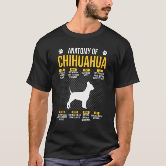 Anatomie van het Hondenliefhebber Chihuahua T-shirt (Voorkant)