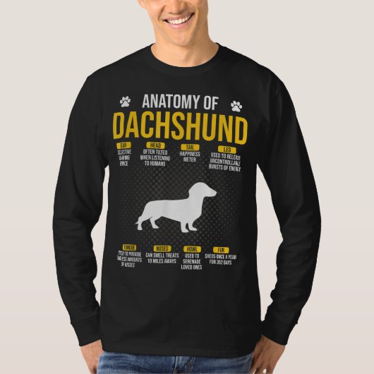 Anatomie van het Hondenliefhebber Dachshund T-shirt (Voorkant)