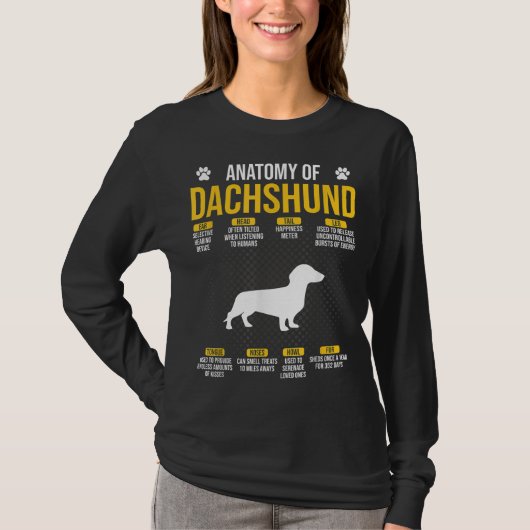 Anatomie van het Hondenliefhebber Dachshund T-shirt (Voorkant)