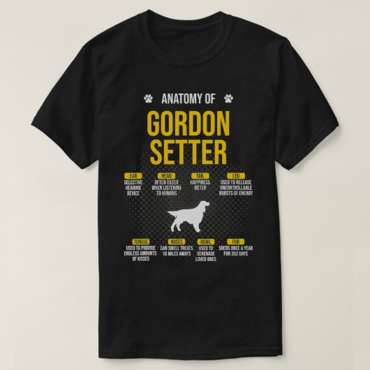 Anatomie van het Hondenliefhebber Gordon Setter T-shirt (Design voorkant)