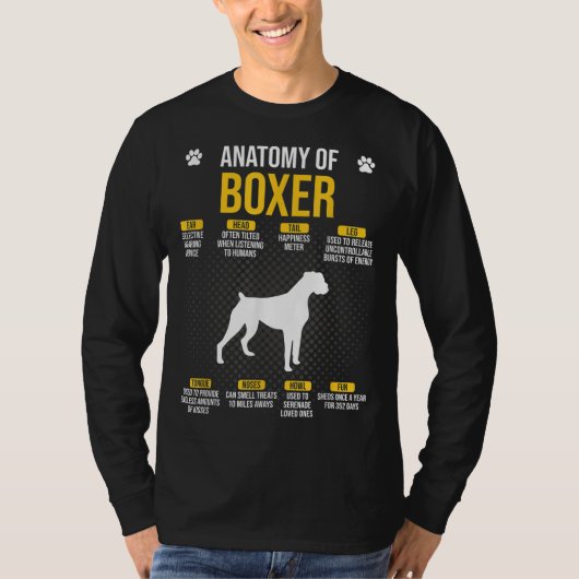 Anatomie van het Hondenliefhebber van de Boxer T-shirt (Voorkant)